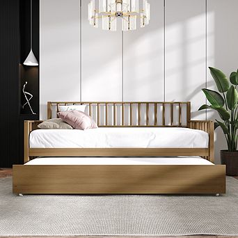 Twin Size Wooden Daybed With Trundle
