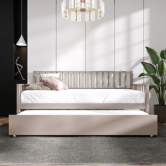 Twin Size Wooden Daybed With Trundle