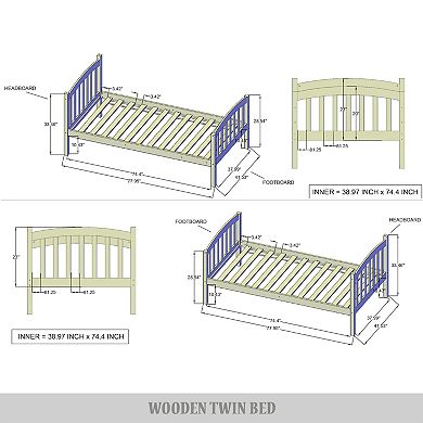Twin Over Twin Size Wooden Bunk Bed