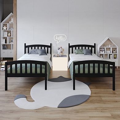 Twin Over Twin Size Wooden Bunk Bed