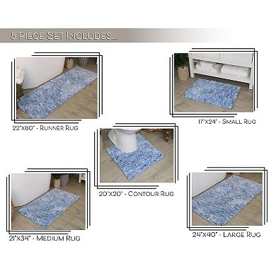 Home Weavers 100% Microfiber Bathroom Cloud Comfort Rug, Thick Plush Rugs for Shower 5 Pc Set