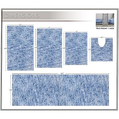 Home Weavers 100% Microfiber Bathroom Cloud Comfort Rug, Thick Plush Rugs for Shower 5 Pc Set