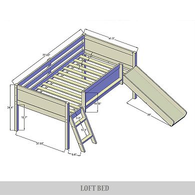 Twin Size Wooden Loft Bed
