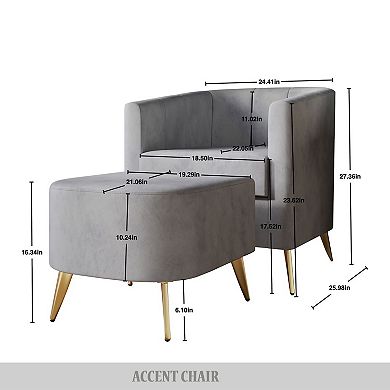 Velvet Accent Chair With Stool
