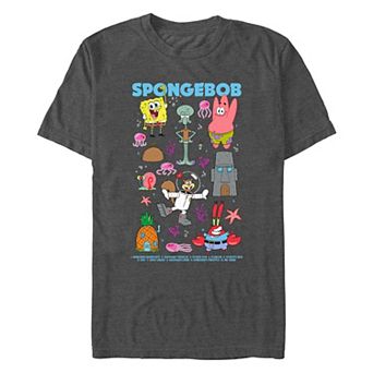 Big & Tall Nickelodeon SpongeBob SquarePants Character And Icons Poster Graphic Tee
