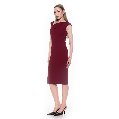 Women's ALEXIA ADMOR Destiny Asymmetric Neckline Midi Sheath Dress