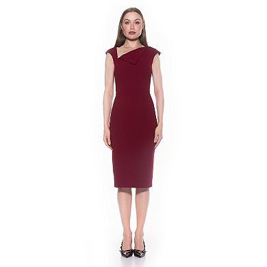 Women's ALEXIA ADMOR Destiny Asymmetric Neckline Midi Sheath Dress