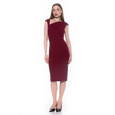 Women's ALEXIA ADMOR Destiny Asymmetric Neckline Midi Sheath Dress
