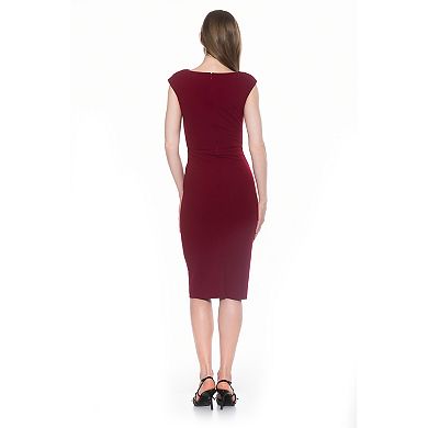 Women's ALEXIA ADMOR Destiny Asymmetric Neckline Midi Sheath Dress