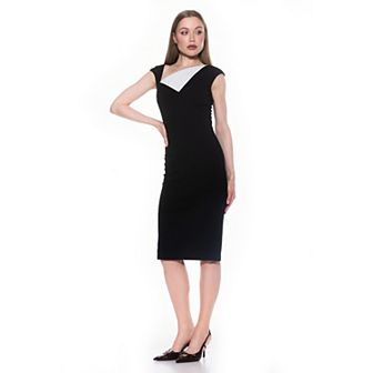 Women's ALEXIA ADMOR Destiny Asymmetric Neckline Midi Sheath Dress