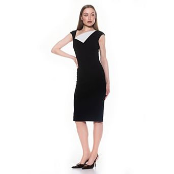 Women's ALEXIA ADMOR Destiny Asymmetric Neckline Midi Sheath Dress