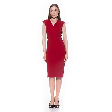 Women's ALEXIA ADMOR Draped Bodice Surplice Midi Dress