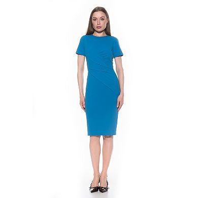 Women's ALEXIA ADMOR Draped Waist Scoop Neck Midi Dress