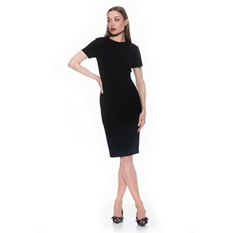 Women's ALEXIA ADMOR Draped Waist Scoop Neck Midi Dress