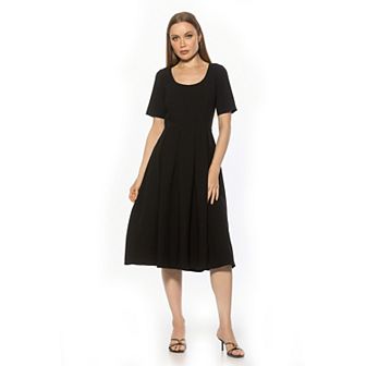 Women's ALEXIA ADMOR Imani Scoop Neck Short Sleeve Pleated Dress