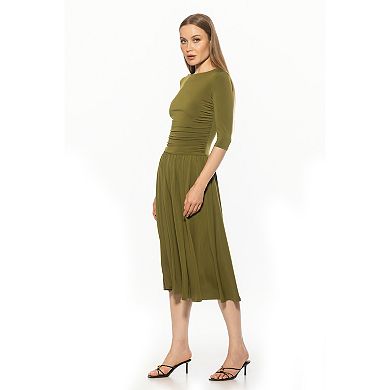 Women's ALEXIA ADMOR Boat Neck Ruched Dropped Waist Maxi Dress