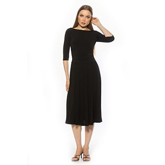 Women's ALEXIA ADMOR Boat Neck Ruched Dropped Waist Maxi Dress