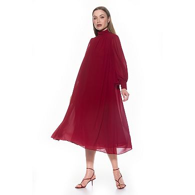 Women's ALEXIA ADMOR Kehlani Mockneck Blouson Sleeves Chiffon Dress