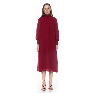 Women's ALEXIA ADMOR Kehlani Mockneck Blouson Sleeves Chiffon Dress