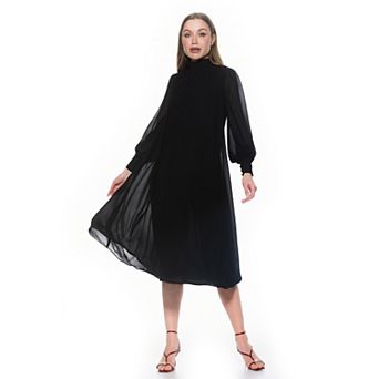 Women's ALEXIA ADMOR Kehlani Mockneck Blouson Sleeves Chiffon Dress