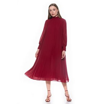 Women's ALEXIA ADMOR Kehlani Mockneck Blouson Sleeves Chiffon Dress
