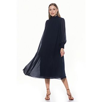 Women's ALEXIA ADMOR Kehlani Mockneck Blouson Sleeves Chiffon Dress