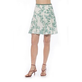 Women's ALEXIA ADMOR Contrast Waistband Pleated Skirt