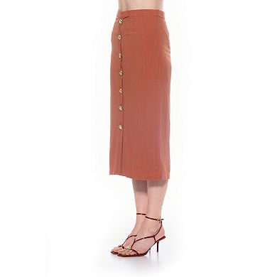 Women's ALEXIA ADMOR Front Button Down Midi Linen Skirt