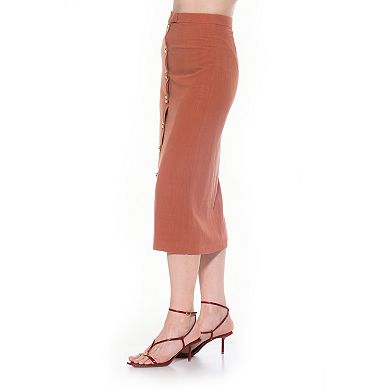 Women's ALEXIA ADMOR Front Button Down Midi Linen Skirt