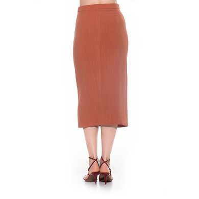 Women's ALEXIA ADMOR Front Button Down Midi Linen Skirt