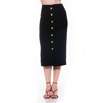 Women's ALEXIA ADMOR Front Button Down Midi Linen Skirt