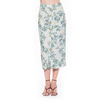 Women's ALEXIA ADMOR Front Button Down Midi Linen Skirt