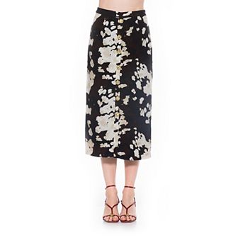 Women's ALEXIA ADMOR Front Button Down Midi Linen Skirt