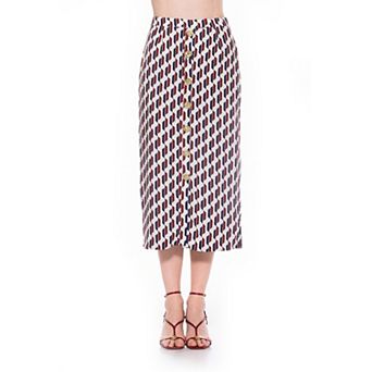 Women's ALEXIA ADMOR Front Button Down Midi Linen Skirt