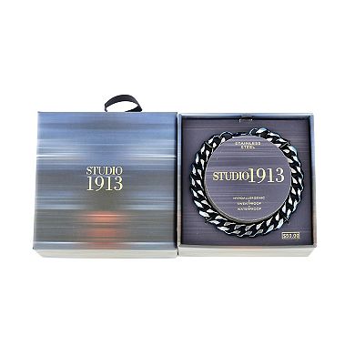 Men's STUDIO 1913 Blue Ion Plated Stainless Steel 10mm Curb Chain Bracelet