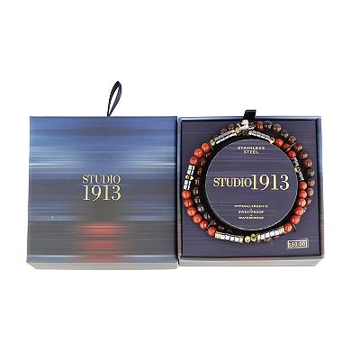 Men's STUDIO 1913 2-Piece Hematite, Tiger Eye, & Jasper Bead Stretch Bracelet Set