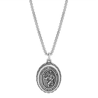 Men's STUDIO 1913 Stainless Steel Saint Christopher Medallion Necklace