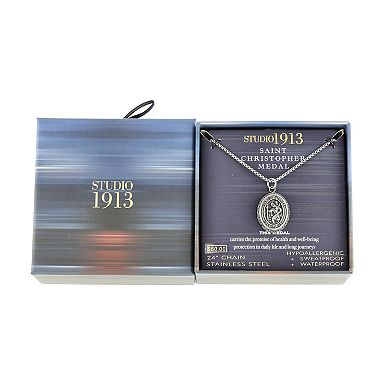 Men's STUDIO 1913 Stainless Steel Saint Christopher Medallion Necklace