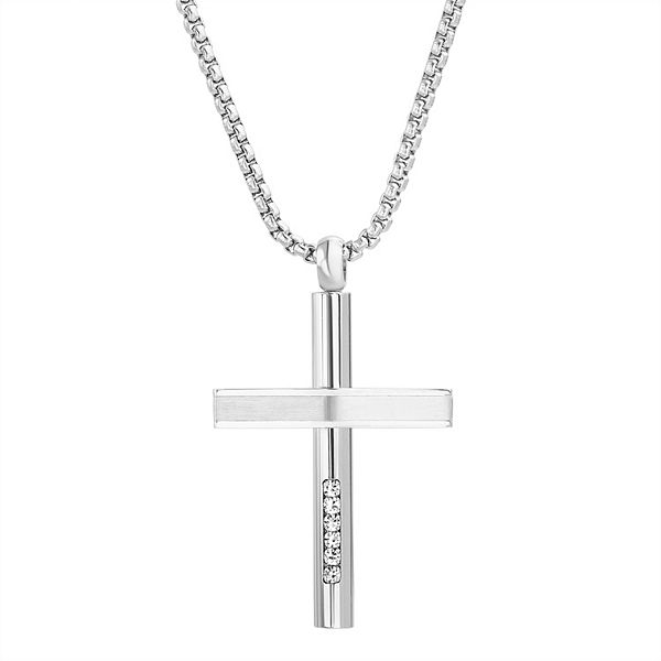 Men's STUDIO 1913 Stainless Steel Cubic Zirconia Cross Pendant