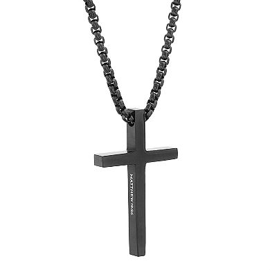 Men's STUDIO 1913 Stainless Steel Black Ion-Plated Matthew 19:26 Cross Necklace