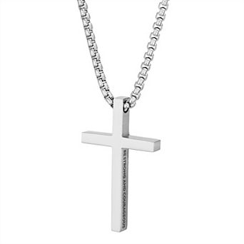Men's STUDIO 1913 Stainless Steel Joshua 1:9 Cross Necklace