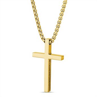 Men's STUDIO 1913 Stainless Steel Joshua 1:9 Cross Necklace