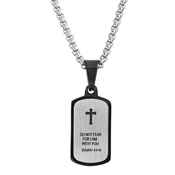 Men's STUDIO 1913 Stainless Steel Two Tone Isaiah 41:10 Dog Tag Necklace