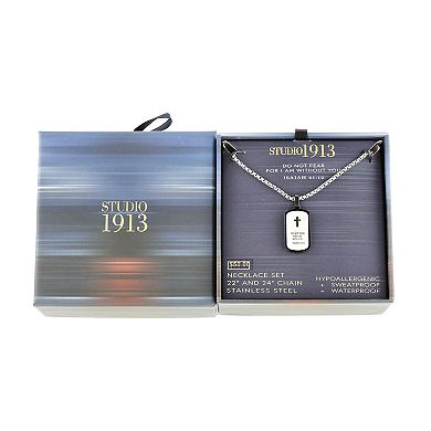 Men's STUDIO 1913 Stainless Steel Two Tone Isaiah 41:10 Dog Tag Necklace