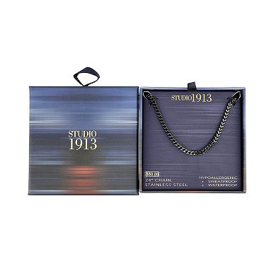 Men's STUDIO 1913 Black Ion-Plated Stainless Steel 3 mm Franco Chain Necklace