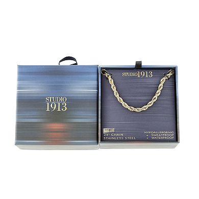 Men's STUDIO 1913 Stainless Steel Gold Ion-Plated 5 mm Rope Chain Necklace