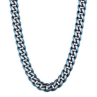 Men's STUDIO 1913 Stainless Steel Blue Ion-Plated 10 mm Curb Chain Necklace