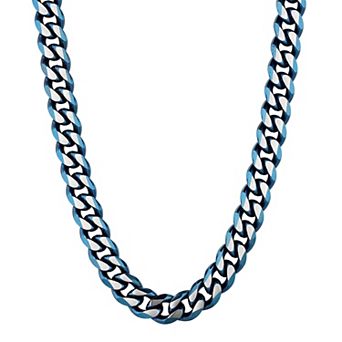 Men's STUDIO 1913 Stainless Steel Blue Ion-Plated 10 mm Curb Chain Necklace