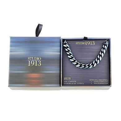 Men's STUDIO 1913 Stainless Steel Blue Ion-Plated 10 mm Curb Chain Necklace