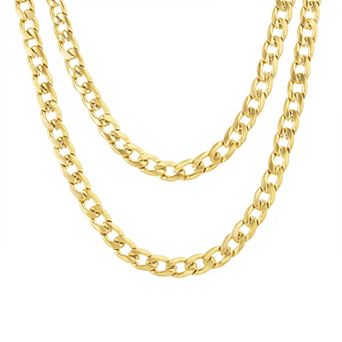Men's STUDIO 1913 Stainless Steel Gold Ion-Plated One for Me / One for You Curb Chain Duo Necklace Set
